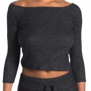 Joe's Jeans Heather Grey Off-The-Shoulder Crop Top - Size M